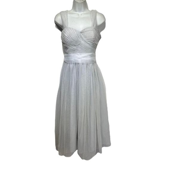 aidan Maddox silver tulle dress Size 8 - Picture 1 of 6